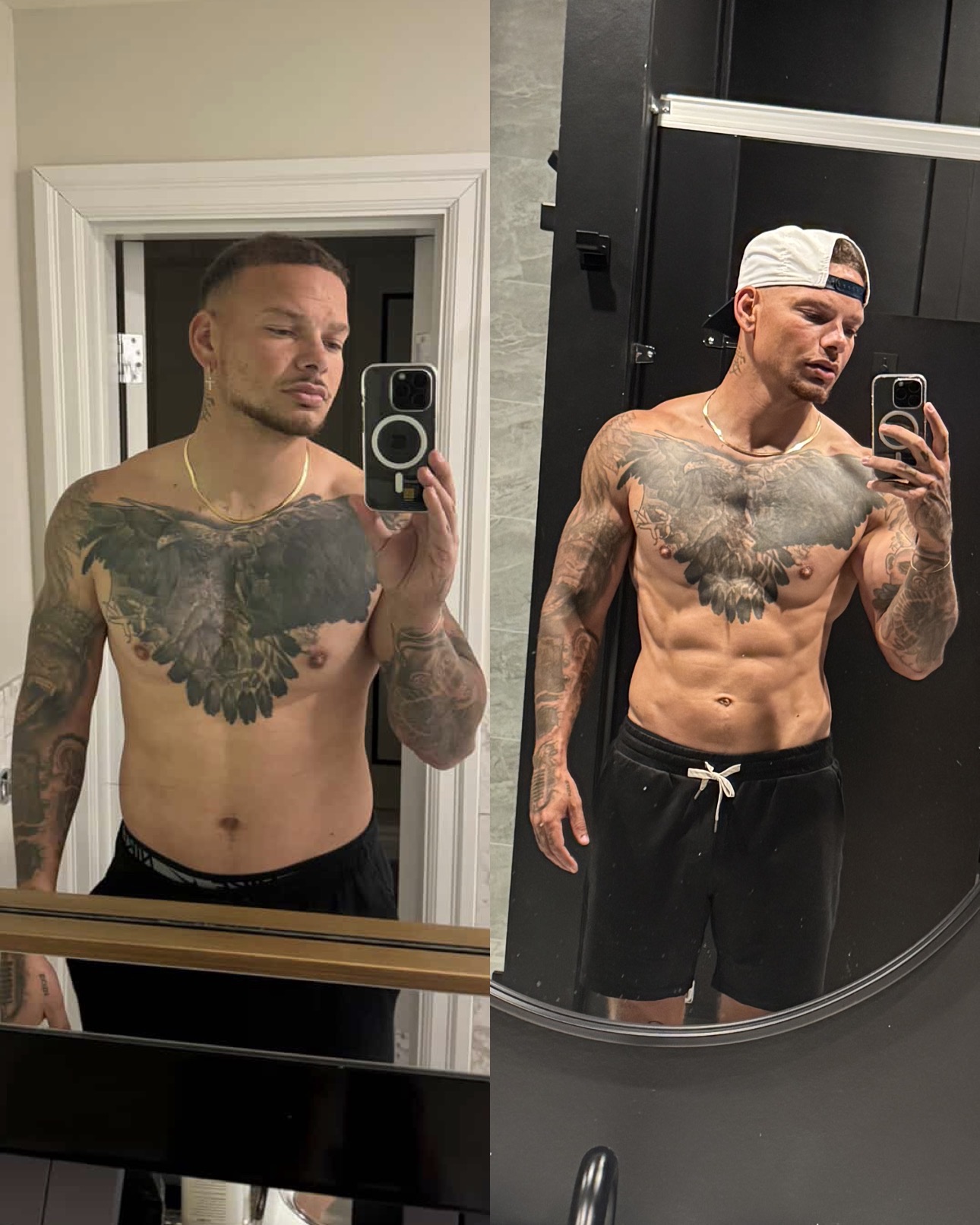Client physique before and after a 16-week coaching block